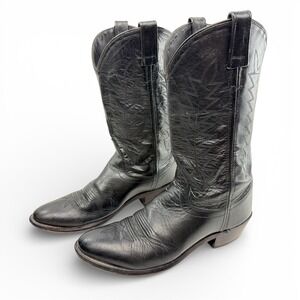 Western Cowboy Black Leather Boots Pointed Toe Women Size 10